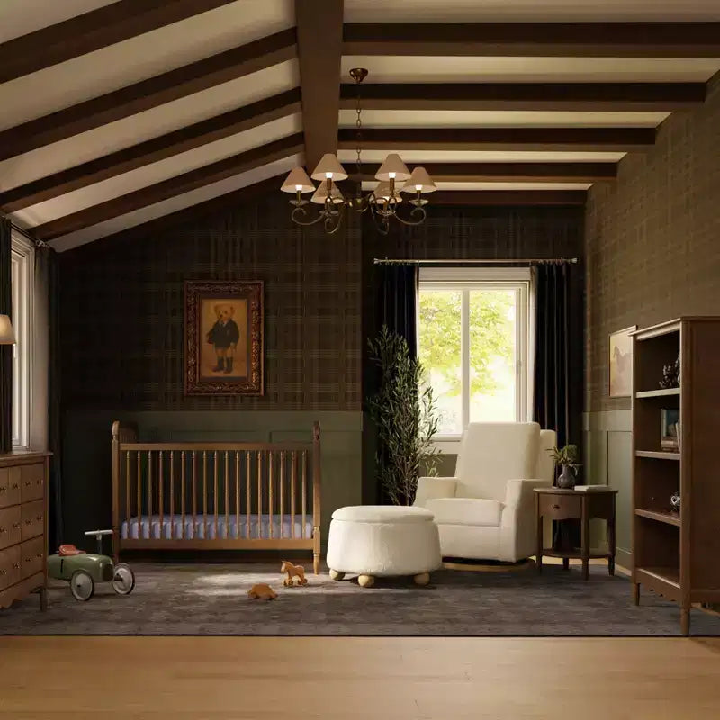 Pouf rotondo contenitore con coperchio sollevabile e piedini in legno a sfera