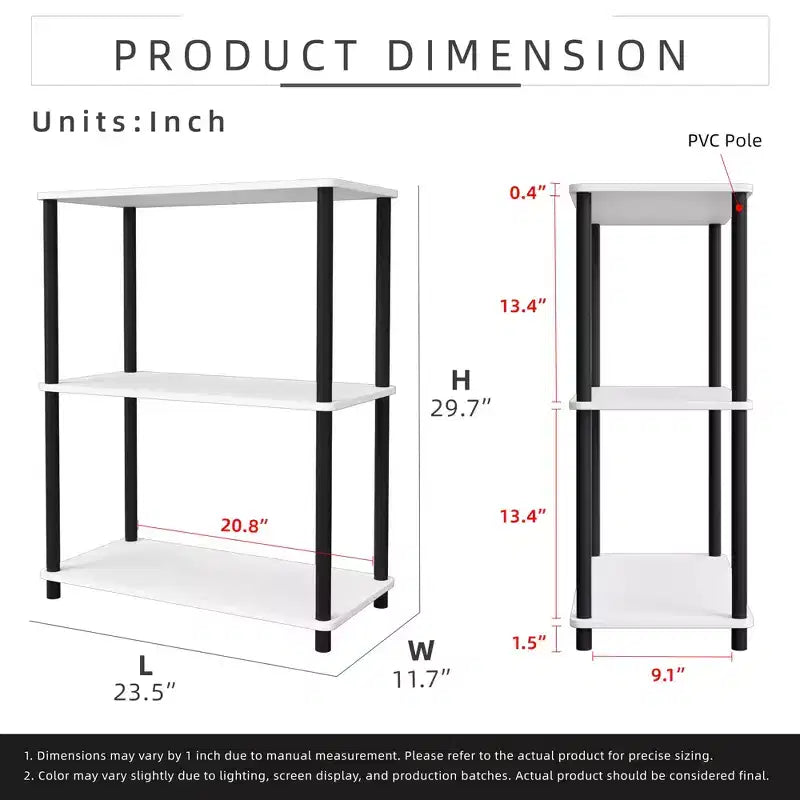 Scaffale a 3 Ripiani in Legno (60 cm L x 75 cm A x 30 cm P)