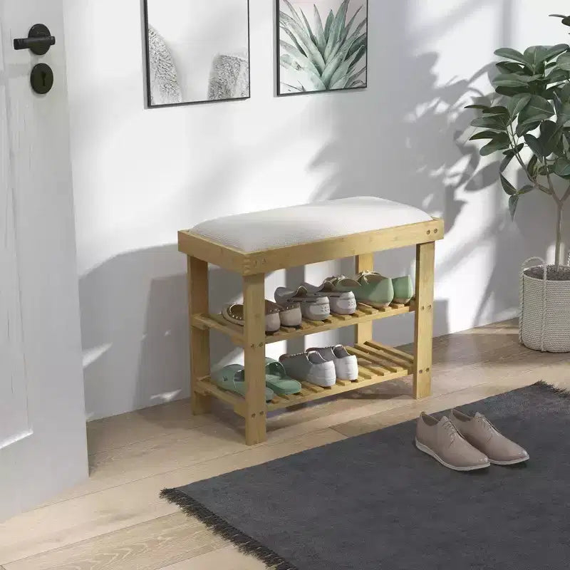 Panca da ingresso con porta scarpe e cuscino