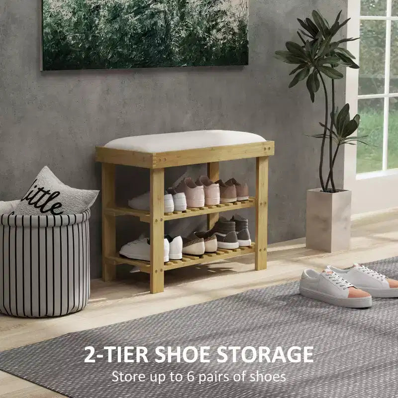 Panca da ingresso con porta scarpe e cuscino