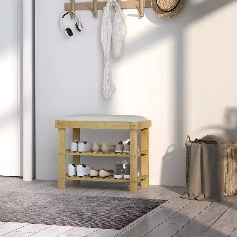 Panca da ingresso con porta scarpe e cuscino