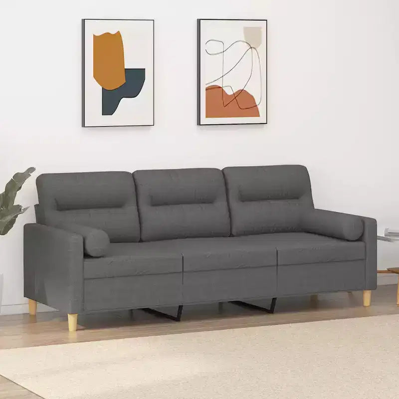 3-seater Sofa Dark Grey Fabric (100% polyester), metal, textilene