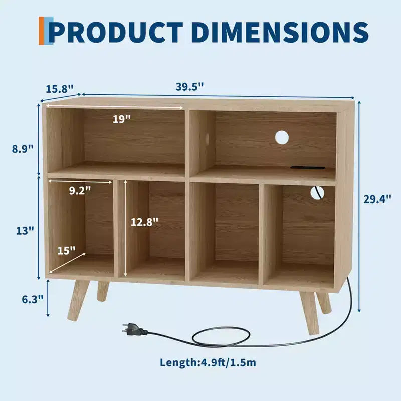 Mobile giradischi in legno con portavinili
