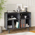 Record Player Stand with Vinyl Storage, Record Player Cabinet Holds Up to 350 Albums, Wood Turntable Stand Cube Storage Organizer for Living Room