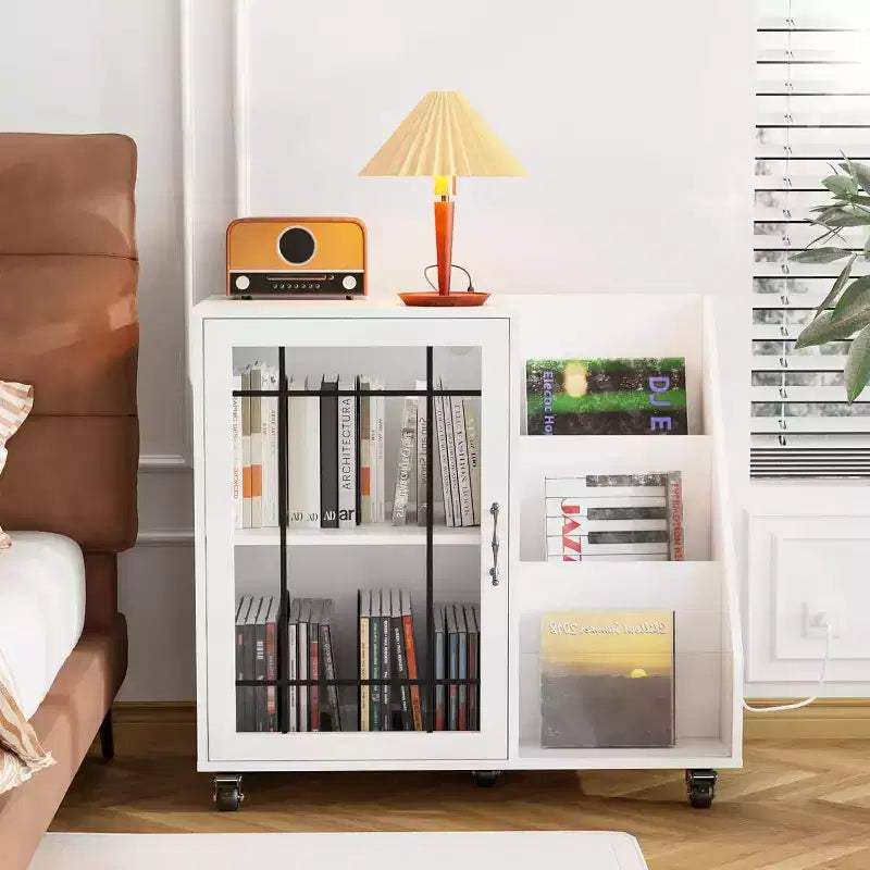 Mobile per giradischi con vano portadischi in vinile e stazione di ricarica LED