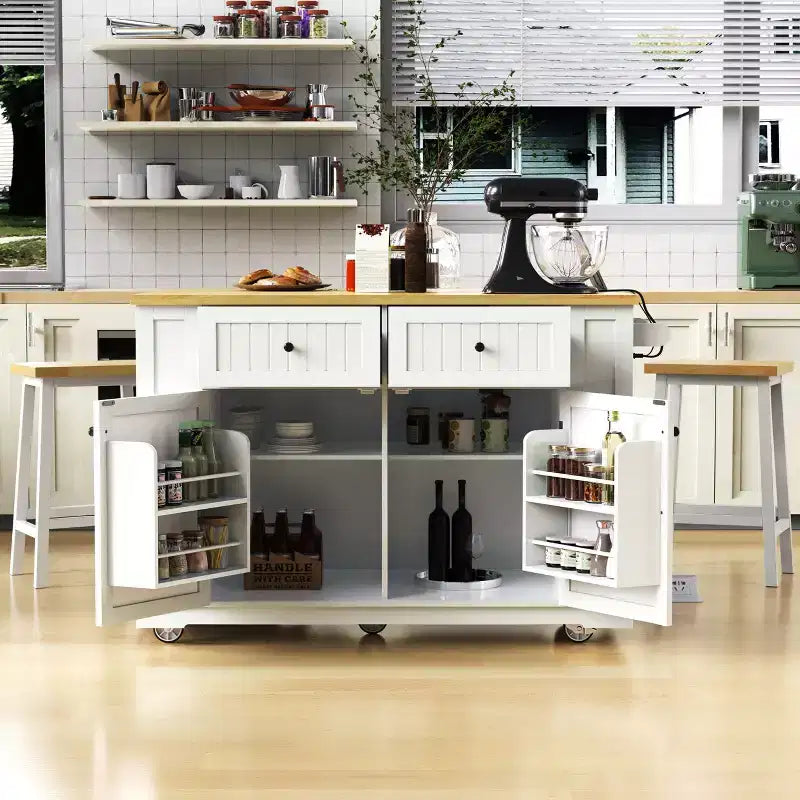 Isola da Cucina con Anta a Ribalta e Presa Elettrica