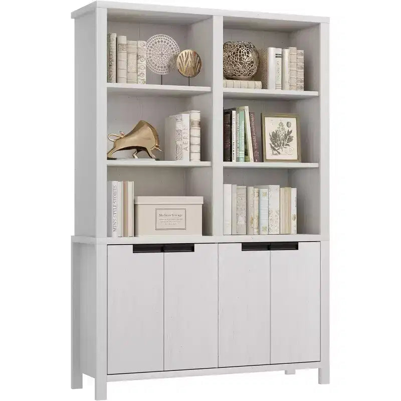 Libreria a due scomparti con ante e ripiani regolabili, altezza 179,5 cm