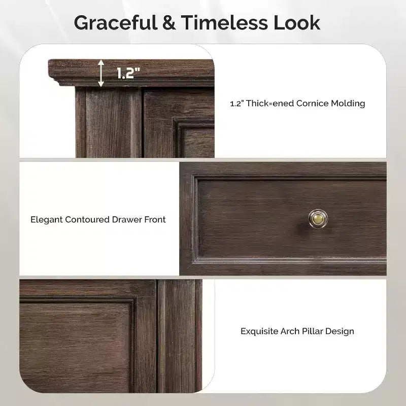 Comò in legno a 5 cassetti con guide ammortizzate