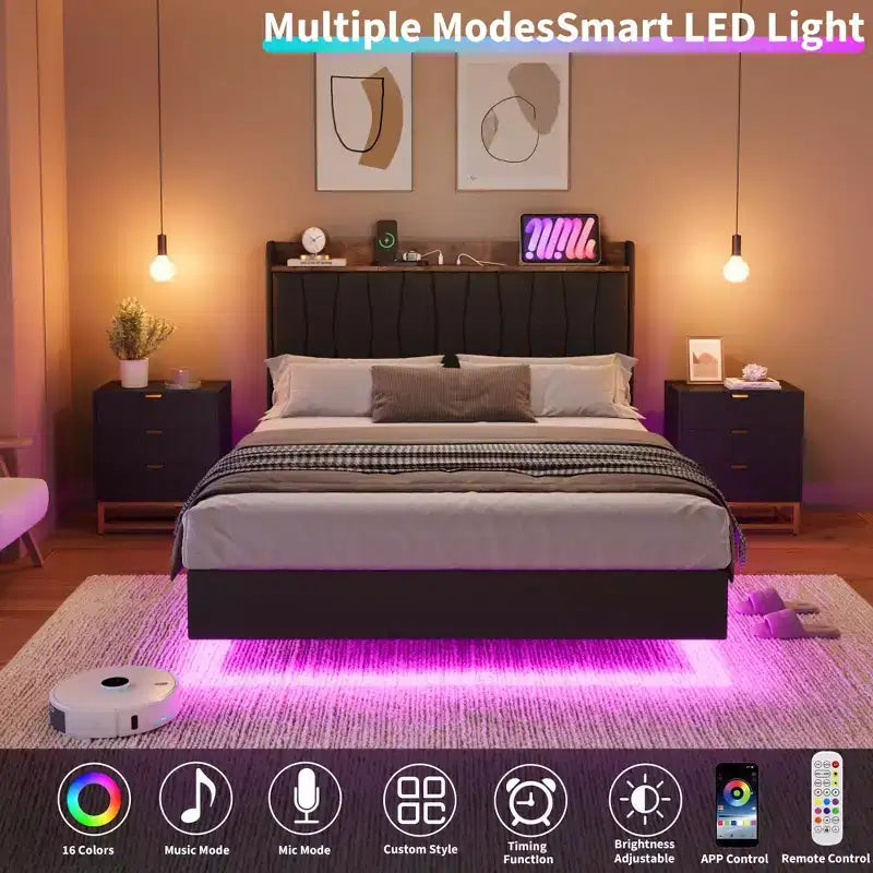 Giroletto imbottito con testiera a LED e contenitore