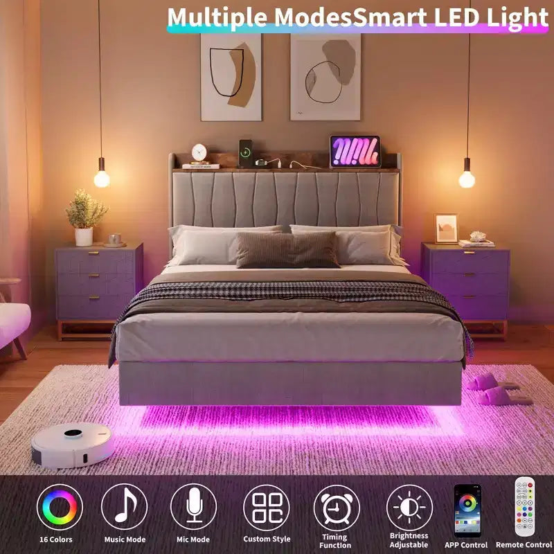 Giroletto imbottito con testiera a LED e contenitore