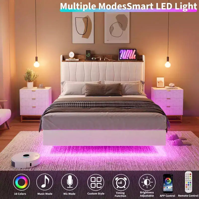 Giroletto imbottito con testiera a LED e contenitore