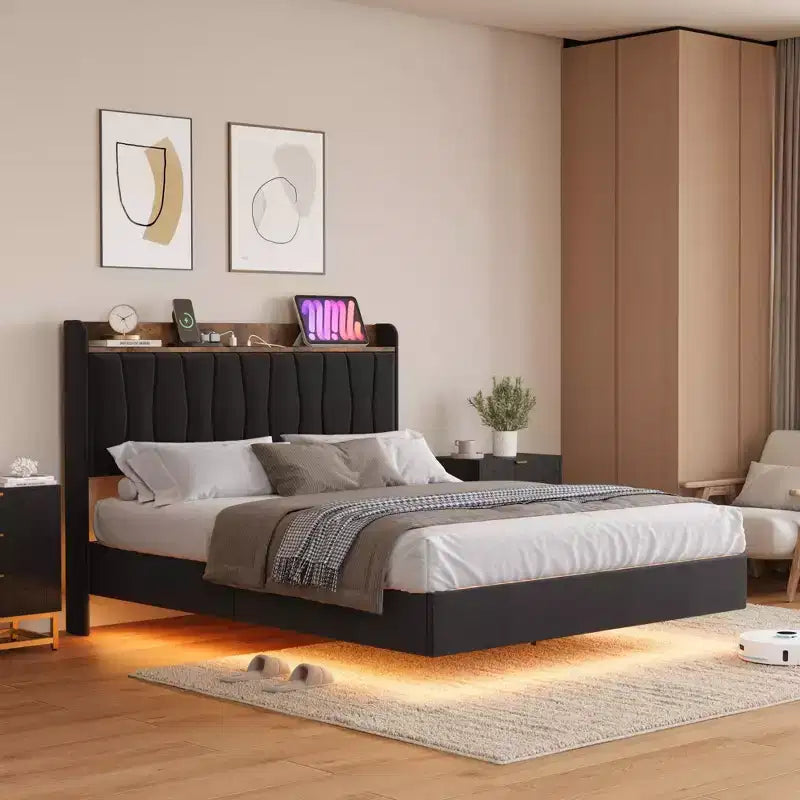 Giroletto imbottito con testiera a LED e contenitore