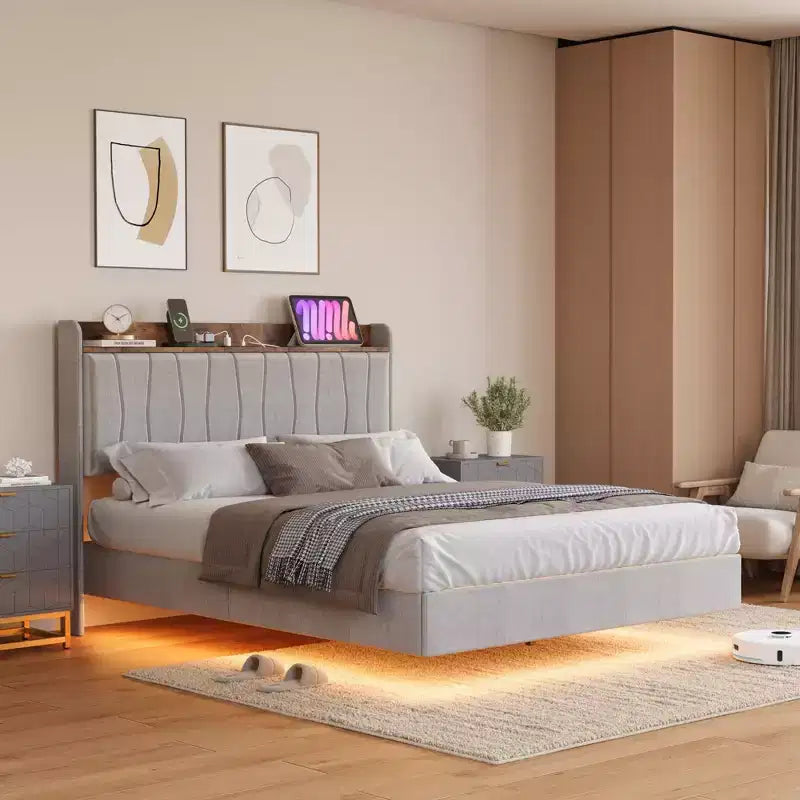 Giroletto imbottito con testiera a LED e contenitore