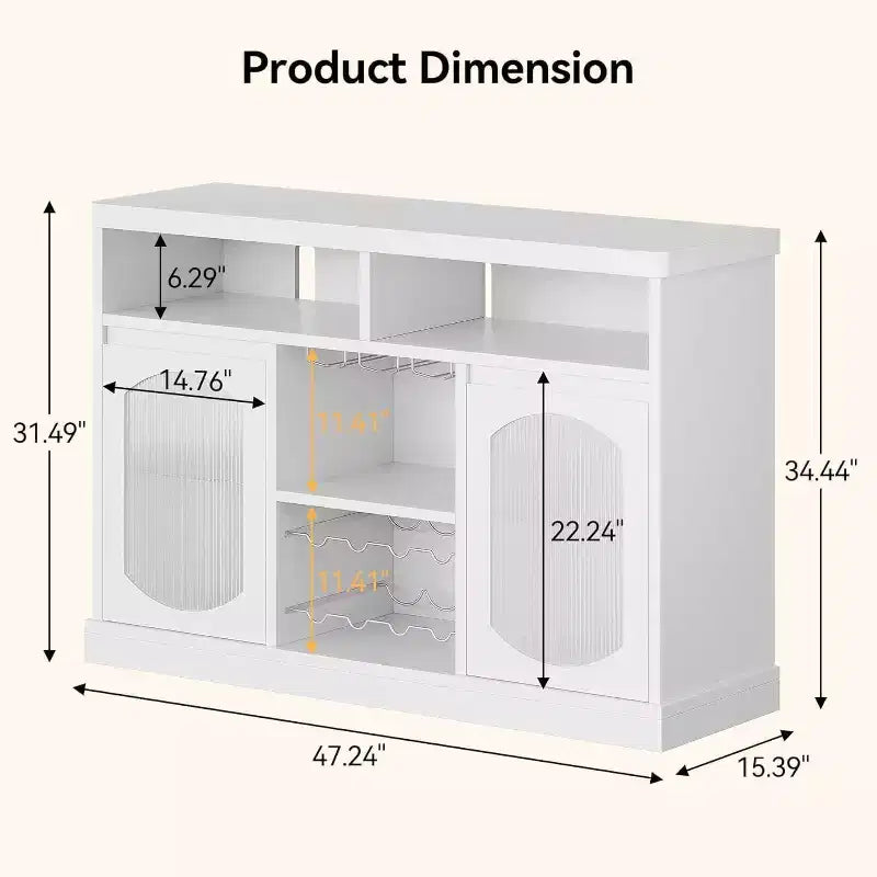 Credenza/Madia con Luci a LED e Ante in Vetro