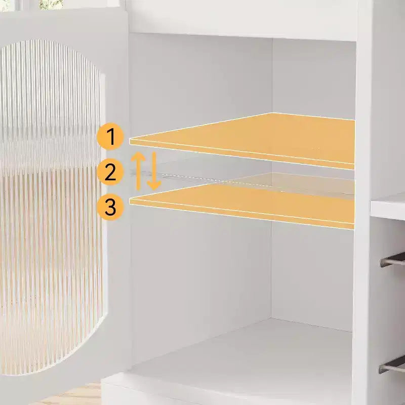 Credenza/Madia con Luci a LED e Ante in Vetro