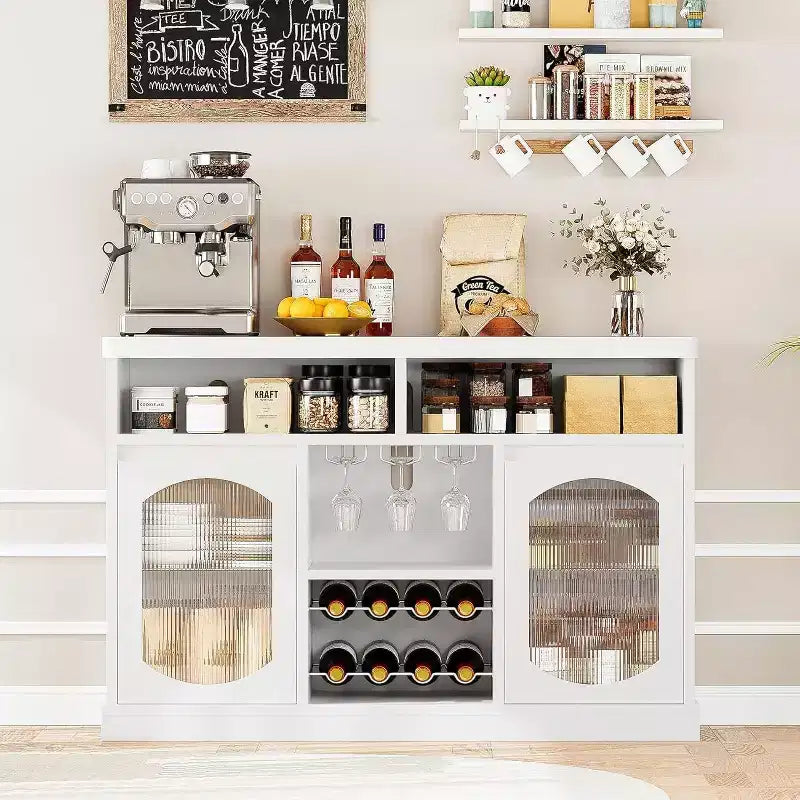 Credenza/Madia con Luci a LED e Ante in Vetro