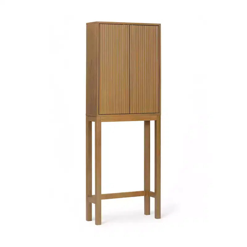 Pensile sopra WC con ante scanalate e gambe in legno massello