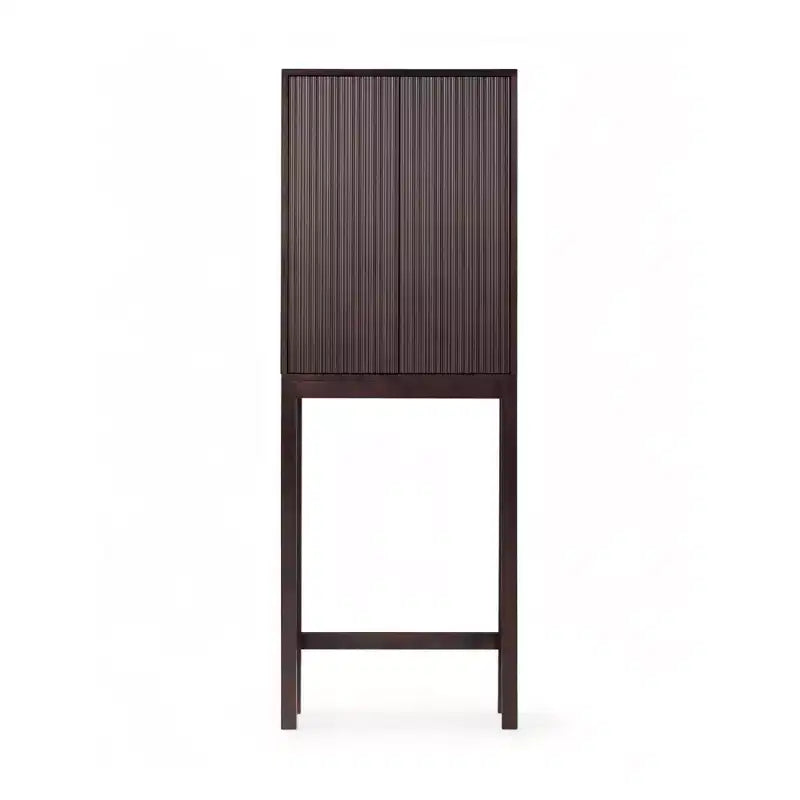 Pensile sopra WC con ante scanalate e gambe in legno massello