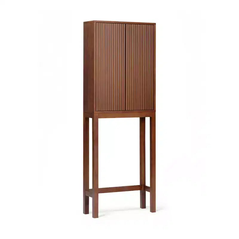 Pensile sopra WC con ante scanalate e gambe in legno massello