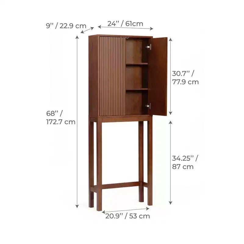 Pensile sopra WC con ante scanalate e gambe in legno massello