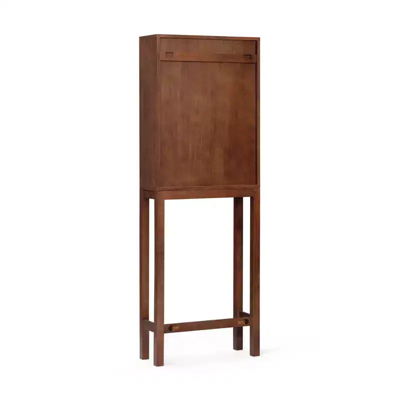 Pensile sopra WC con ante scanalate e gambe in legno massello