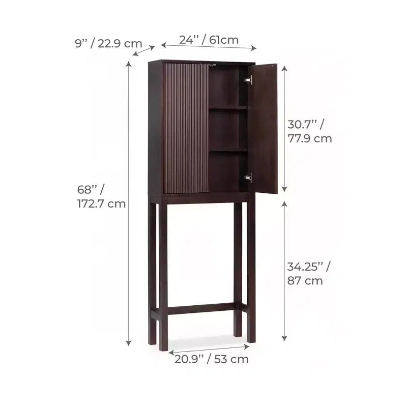 Pensile sopra WC con ante scanalate e gambe in legno massello