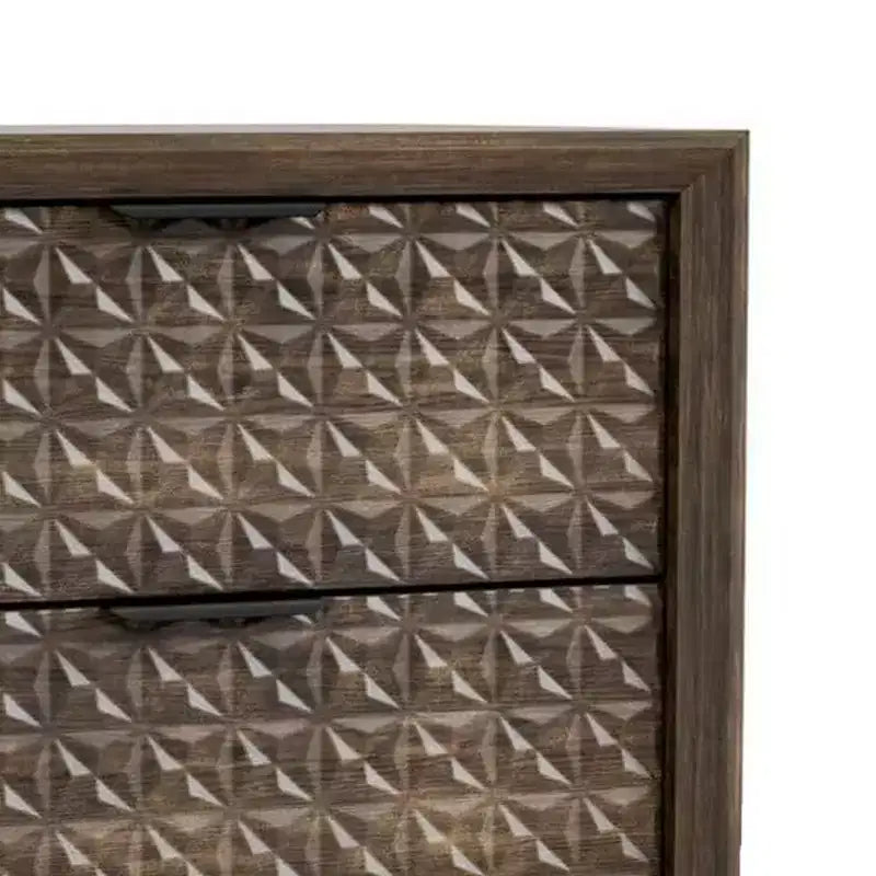 Comodino a 2 cassetti in legno marrone scuro