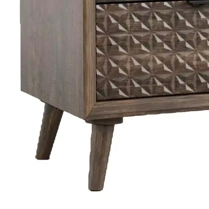 Comodino a 2 cassetti in legno marrone scuro