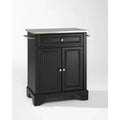 HomeStock Lafayette Granite Top Small Portable Rolling Kitchen Island Storage Cart, Microwave Stand, Black