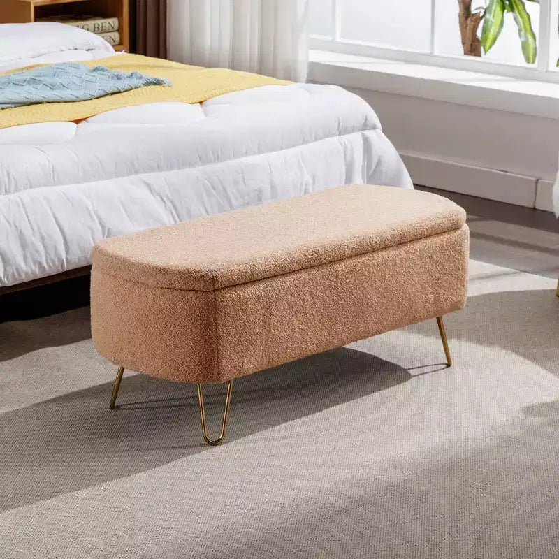 Panca Pouf Contenitore in Finta Pelliccia con Vano Nascosto