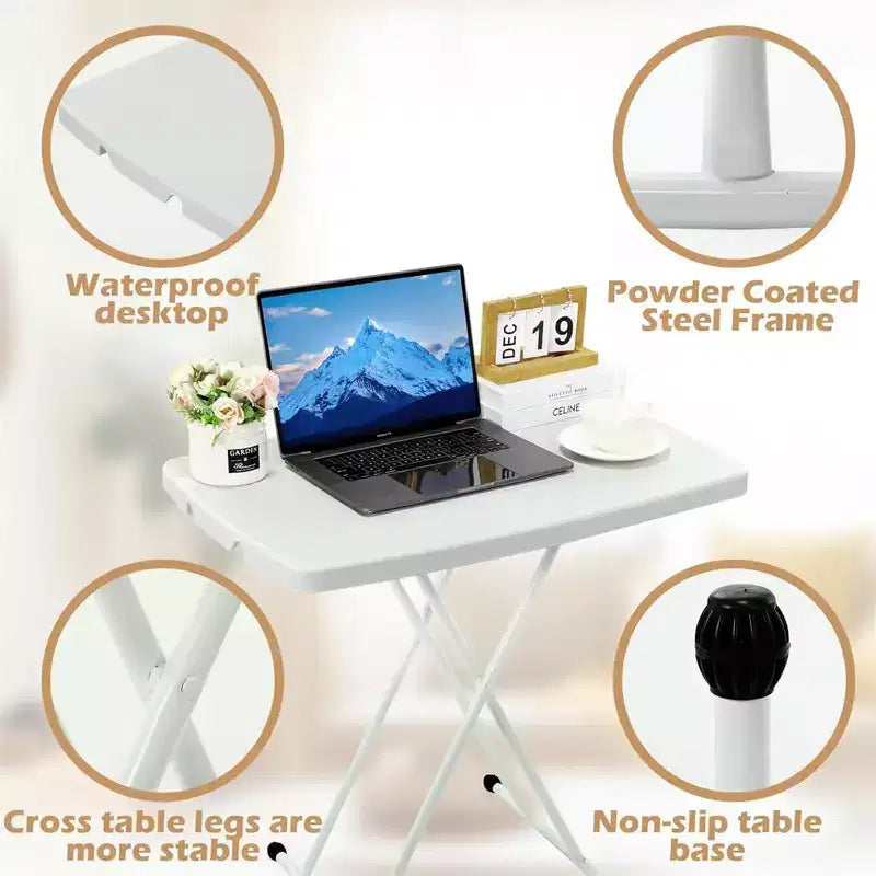 Tavolo Pieghevole Regolabile con Piano in Plastica – 76 x 50 cm