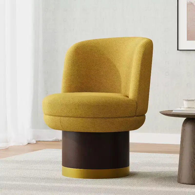 Poltrona di design rotonda girevole a 360° con base a piedistallo – Ciniglia