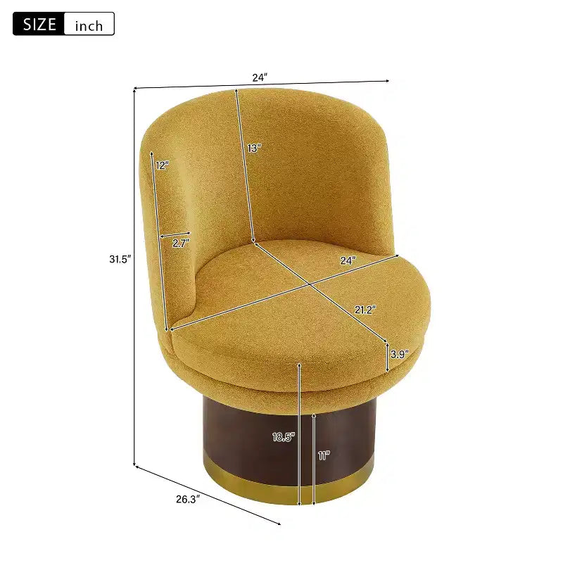 Poltrona di design rotonda girevole a 360° con base a piedistallo – Ciniglia