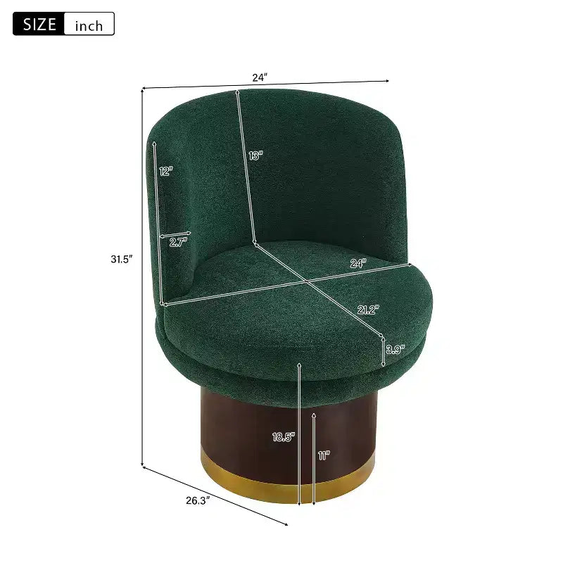 Poltrona di design rotonda girevole a 360° con base a piedistallo – Ciniglia