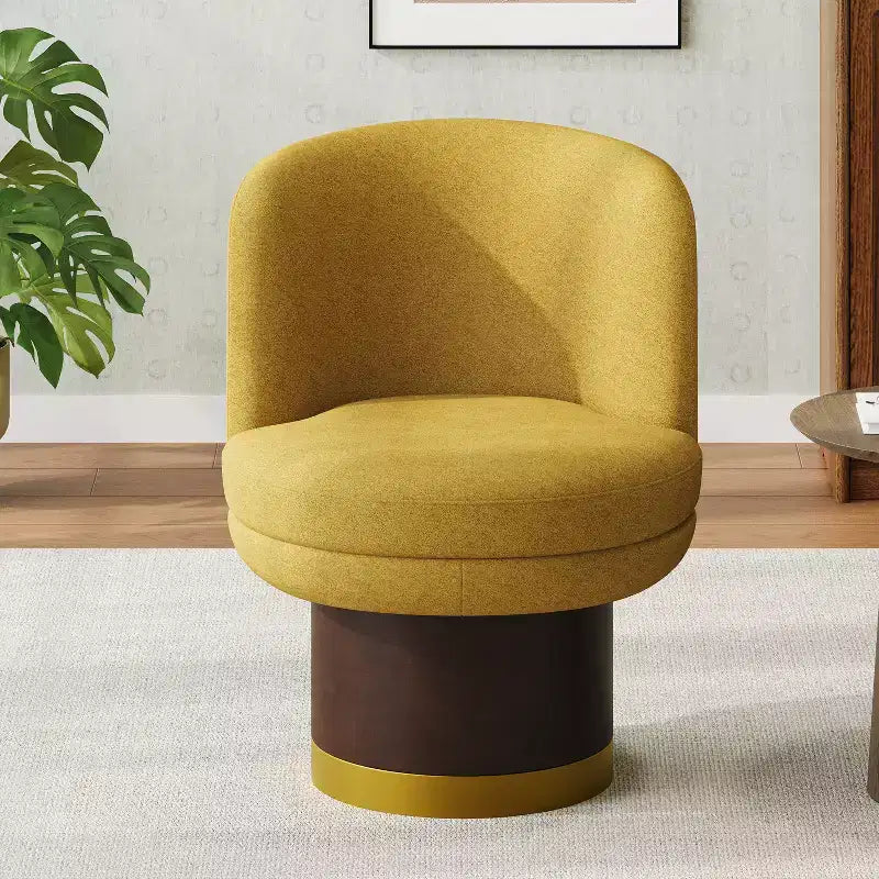 Poltrona di design rotonda girevole a 360° con base a piedistallo – Ciniglia