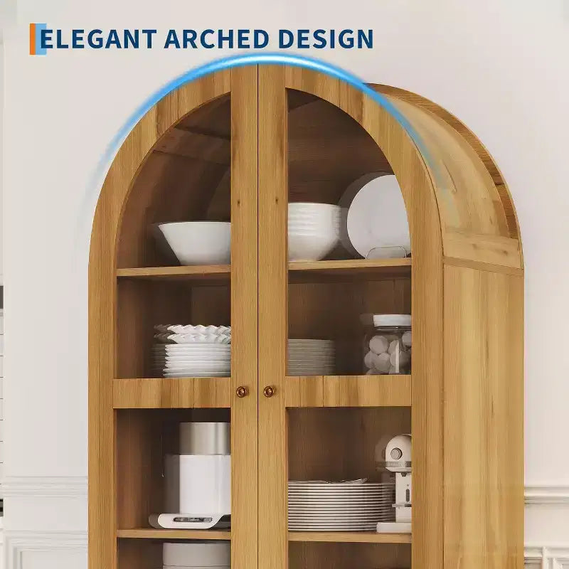 Dispensa ad arco alta 180 cm con ante in vetro e 2 cassetti