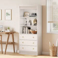Bookshelf, standing bookshelf, PB board wave-style 3-drawer bookshelf, suitable for study, living room, bedroom.