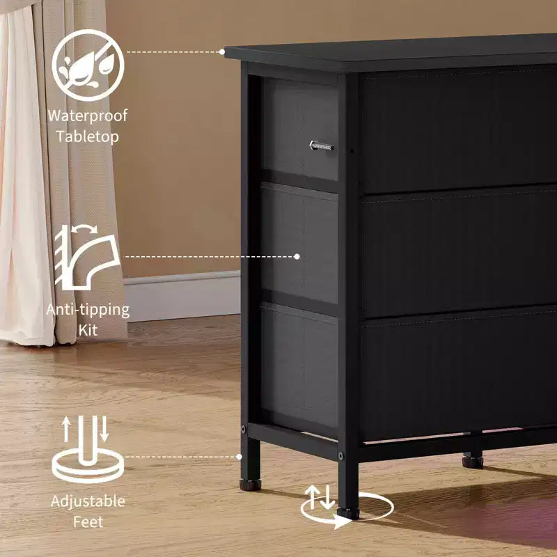 Mobile porta TV da 63 pollici con 10 cassetti, luci LED e presa di corrente integrata