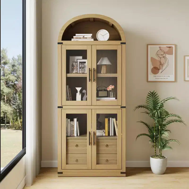 Libreria a 4 ripiani da 71 pollici con cassetti e ante