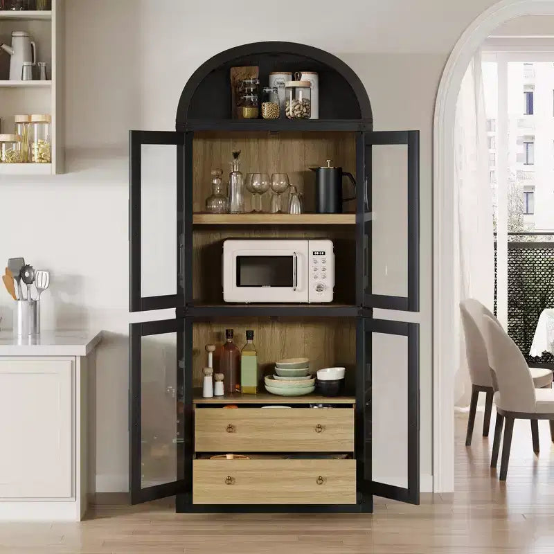 Libreria a 4 ripiani da 71 pollici con cassetti e ante
