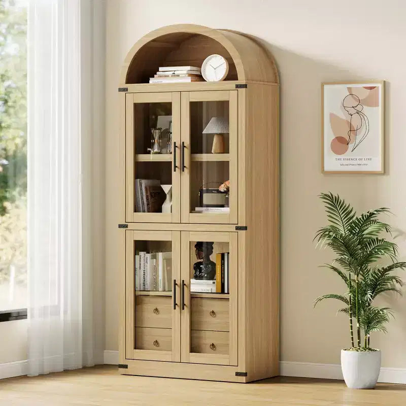 Libreria a 4 ripiani da 71 pollici con cassetti e ante