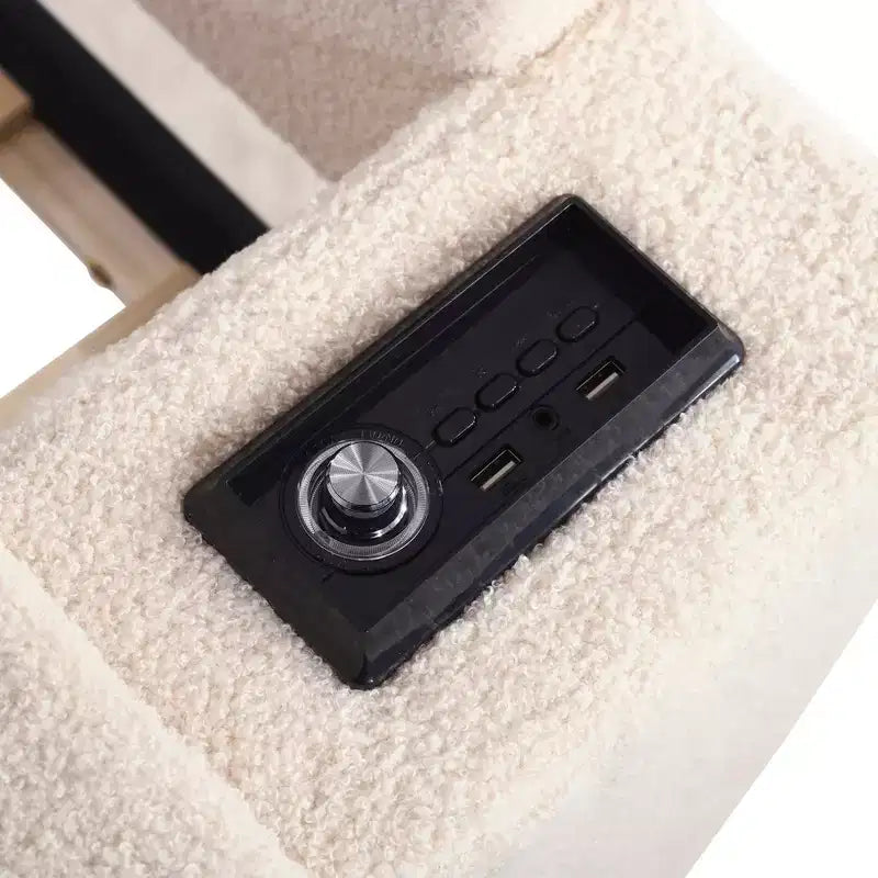 Divano Letto Imbottito con Letto Estraibile, Braccioli Contenitore e Audio Bluetooth