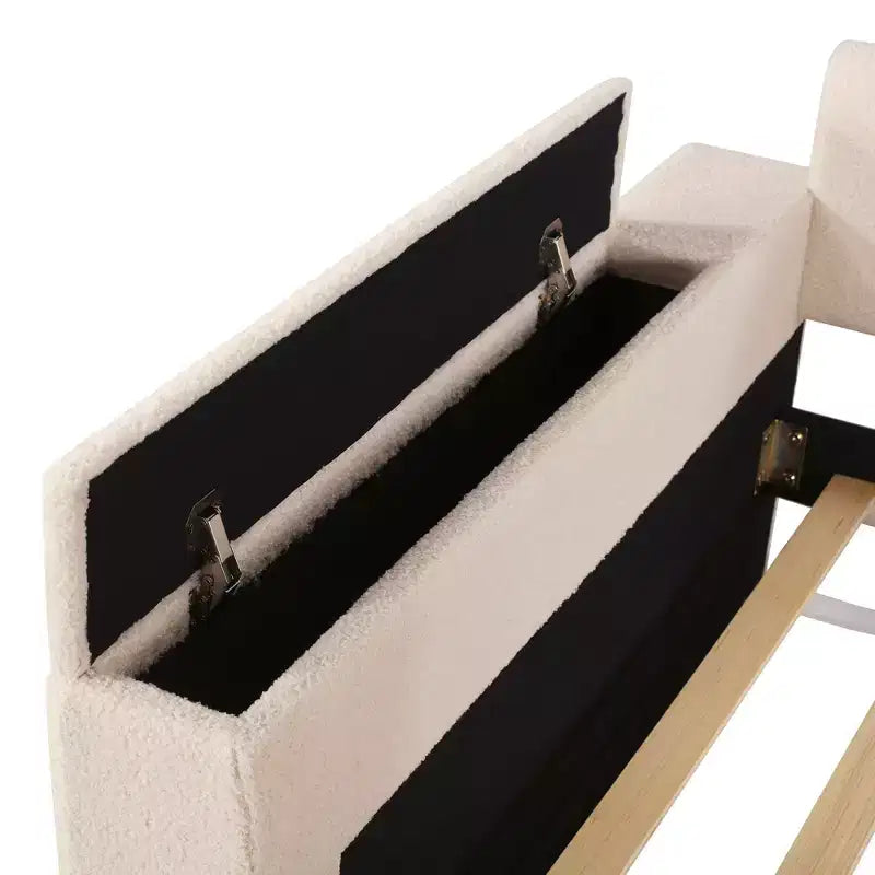 Divano Letto Imbottito con Letto Estraibile, Braccioli Contenitore e Audio Bluetooth