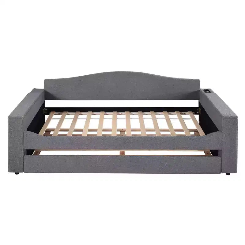 Divano Letto Imbottito con Letto Estraibile, Braccioli Contenitore e Audio Bluetooth