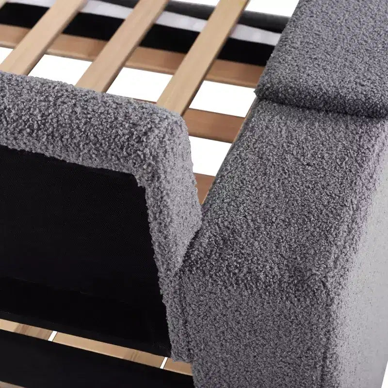 Divano Letto Imbottito con Letto Estraibile, Braccioli Contenitore e Audio Bluetooth