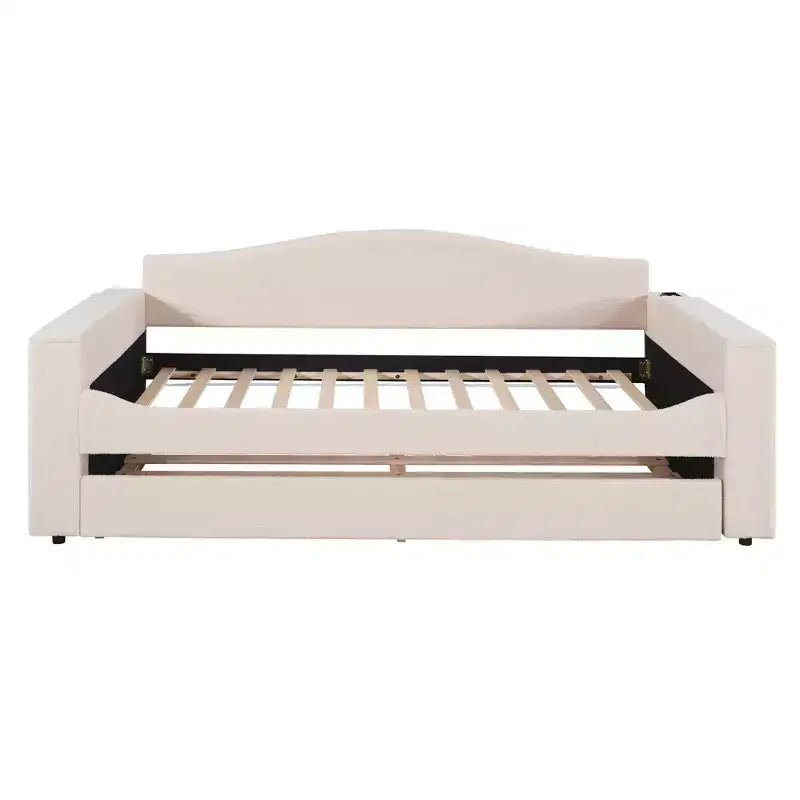 Divano Letto Imbottito con Letto Estraibile, Braccioli Contenitore e Audio Bluetooth