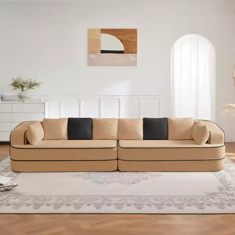 Divano Sezionale Modulare a 4 Posti in Tessuto Teddy