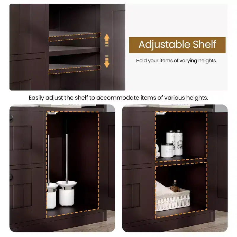 Mobile Bagno Moderno con Cassetti, Ripiani a Giorno e Scomparto Regolabile con Anta