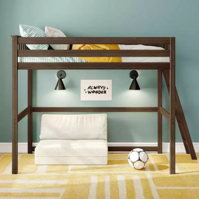 Letto alto a soppalco singolo con scaletta terminale