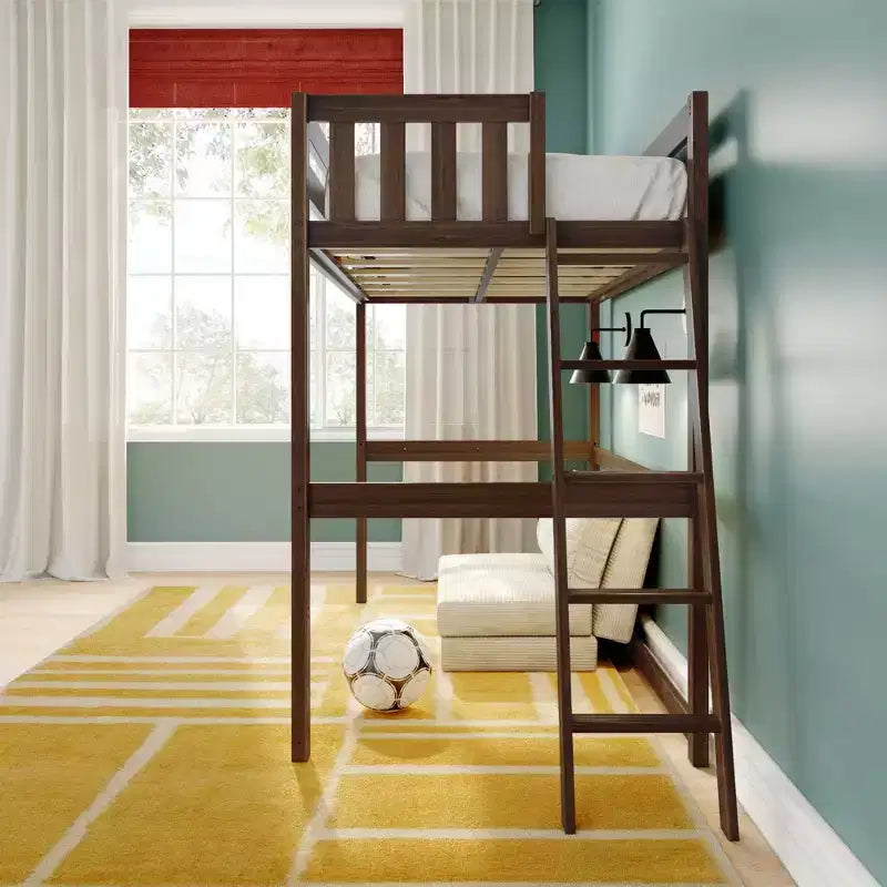 Letto alto a soppalco singolo con scaletta terminale